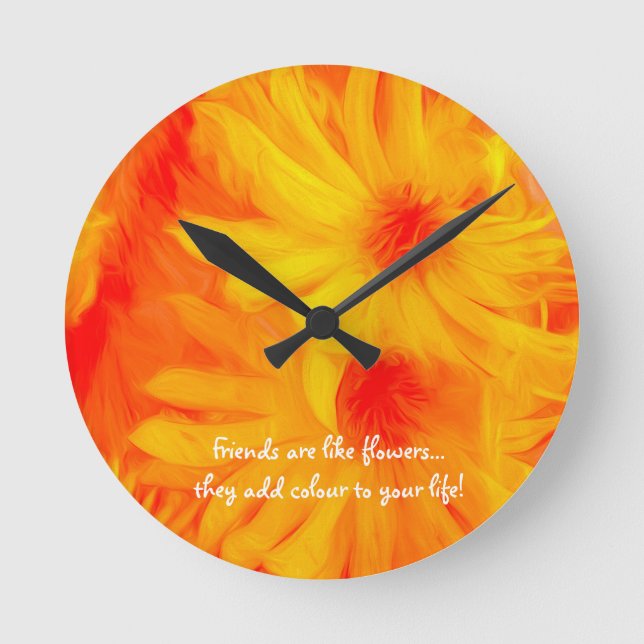 GULT FLOWER ABSTRACT DESIGN ROUND ACRYLIC CLOCK RUND KLOCKA (Framsida)