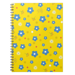 Gult Flower Art Mönster Aesthetic Flower PNG Tra Anteckningsbok