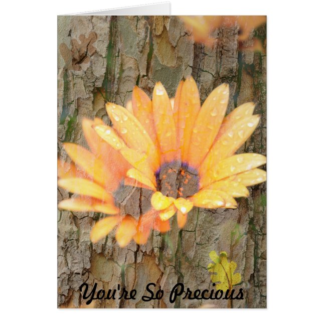 Gult Flower Bark Precious Hälsningskort (Framsidan)