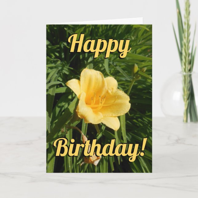 Gult Flower Birday Card Kort (Framsida)