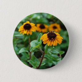 Gult Flower Blommar Photo Round Badge Knapp