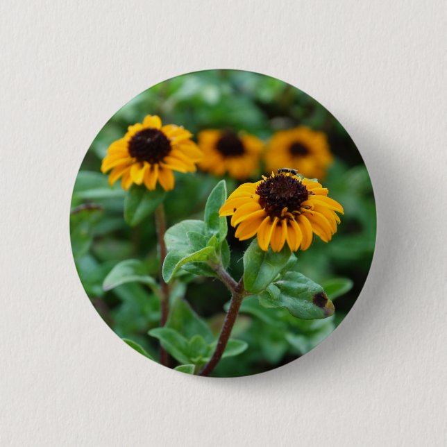 Gult Flower Blommar Photo Round Badge Knapp (Framsida)