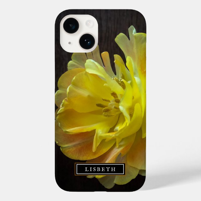 Gult Flower Blommigt iphone case (Baksida)