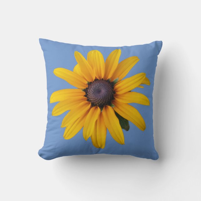 Gult Flower Blue Vår sommaren Dekorativ kudde (Framsida)