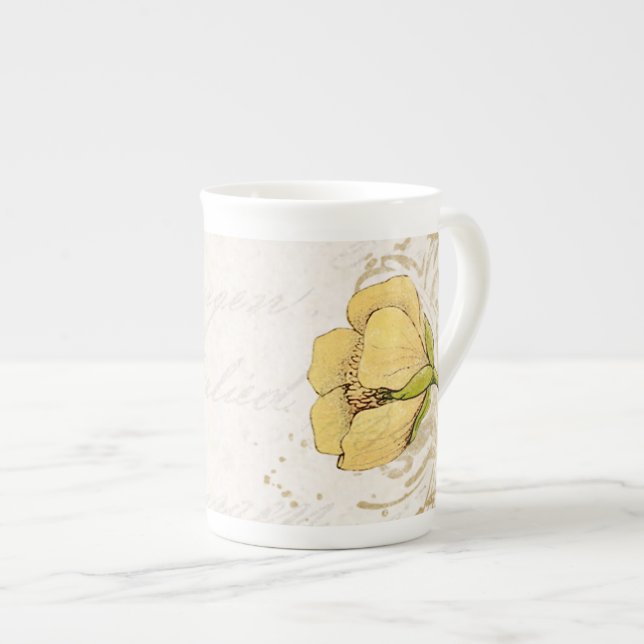 Gult Flower Bone China Mugg Benporslin Mugg (Framsida höger)