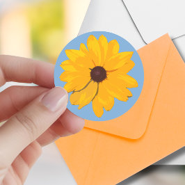 Gult Flower Cheerful och Bright Kuvert Sticker Runt Klistermärke