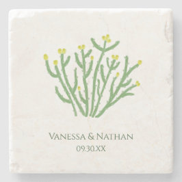 Gult Flower Cholla Cactus Wedding Favor Stenunderlägg