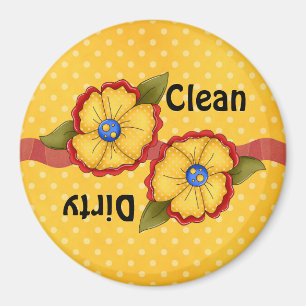 Gult Flower Clean Dishwasher Magnet
