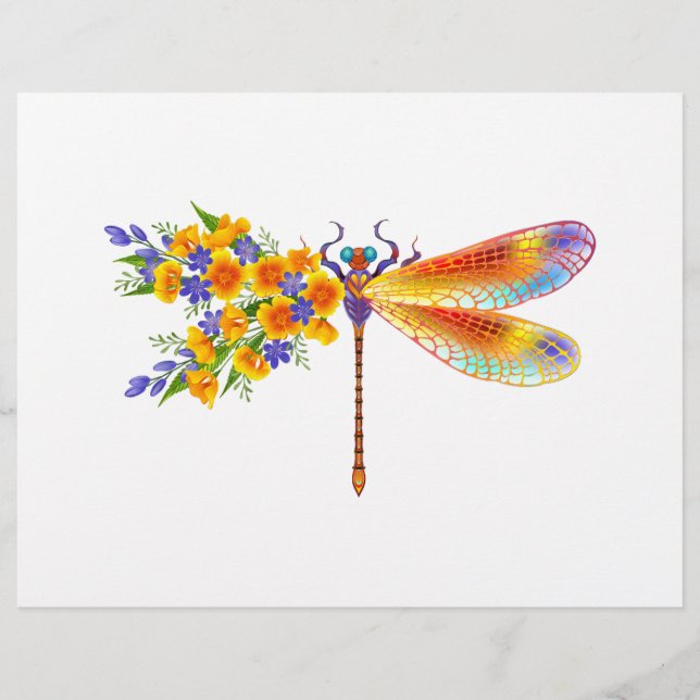 Gult Flower Dragonfly Brevhuvud (Framsida)