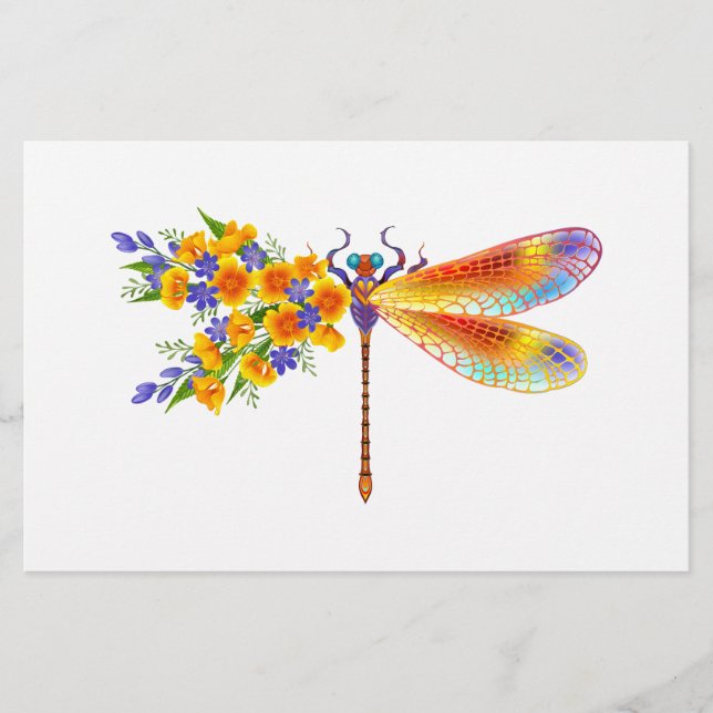 Gult Flower Dragonfly Brevpapper (Framsida)