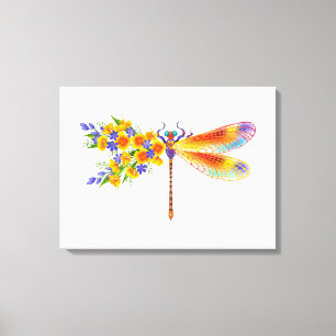 Gult Flower Dragonfly Canvastryck
