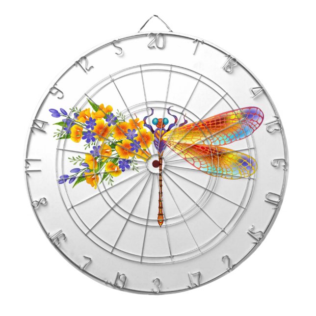 Gult Flower Dragonfly Darttavla (Framsidan)