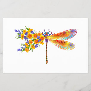 Gult Flower Dragonfly Flygblad
