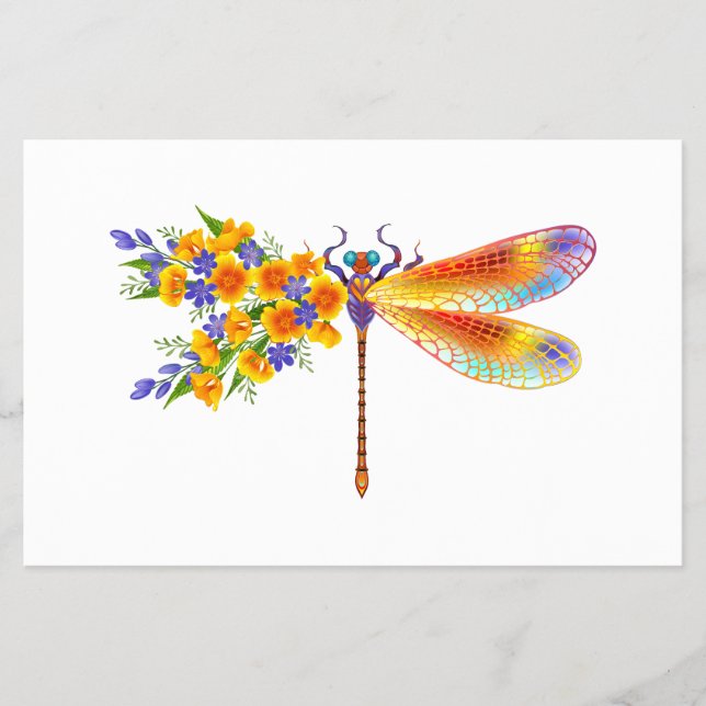 Gult Flower Dragonfly Flygblad (Framsidan)