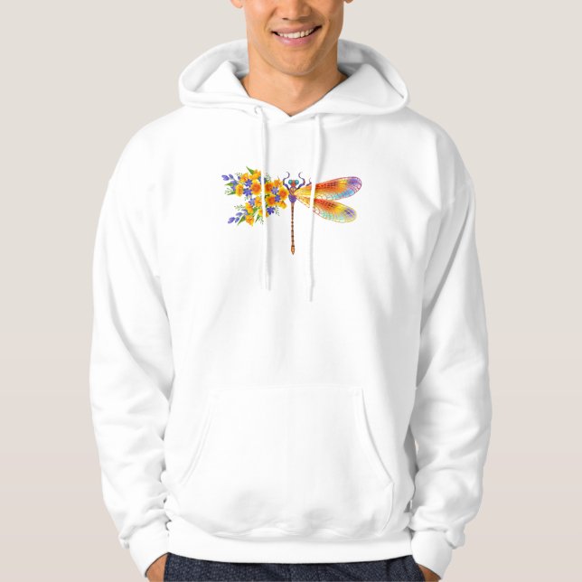 Gult Flower Dragonfly Hoodie (Framsida)