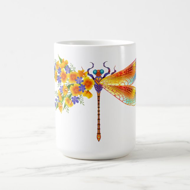 Gult Flower Dragonfly Kaffemugg (Center)
