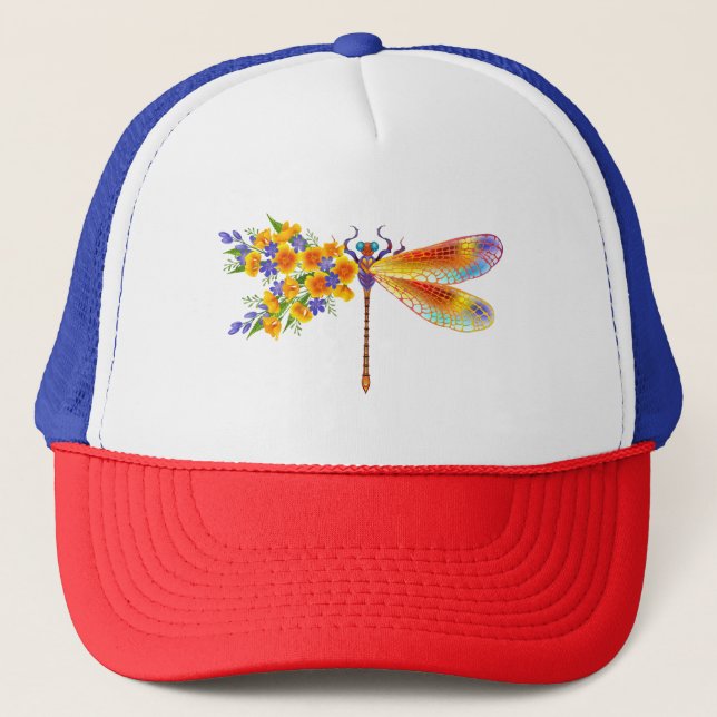 Gult Flower Dragonfly Keps (Framsida)