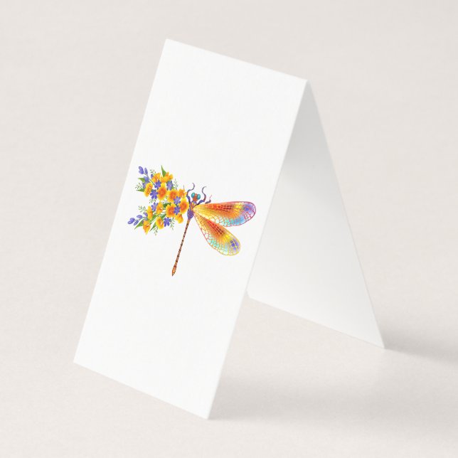 Gult Flower Dragonfly Kort (Baksida)