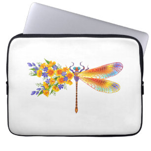 Gult Flower Dragonfly Laptop Fodral