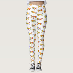 Gult Flower Dragonfly Leggings