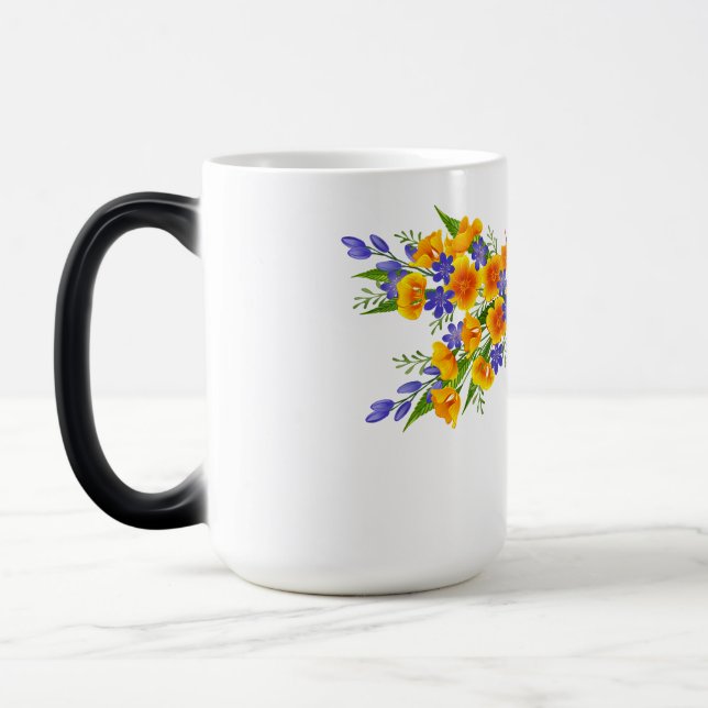 Gult Flower Dragonfly Magisk Mugg (Vänster)