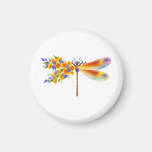 Gult Flower Dragonfly Magnet (Framsidan)