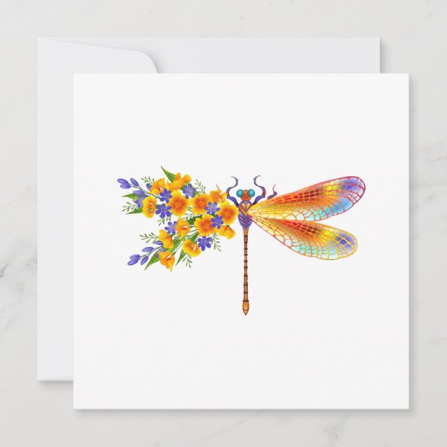 Gult Flower Dragonfly Meddelande (Framsida)