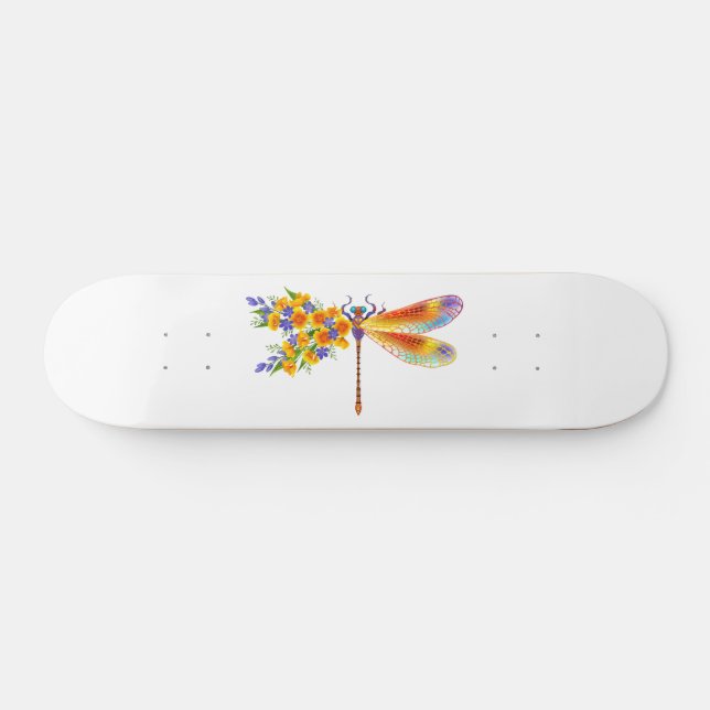 Gult Flower Dragonfly Mini Skateboard Bräda 18,5 Cm (Horz)