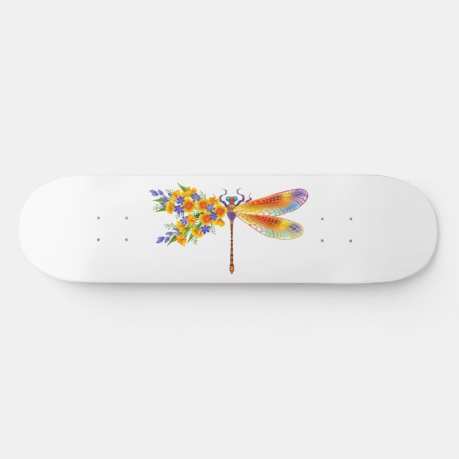 Gult Flower Dragonfly Mini Skateboard Bräda 18,5 Cm (Horz)