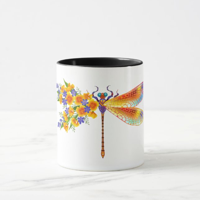 Gult Flower Dragonfly Mugg (Center)