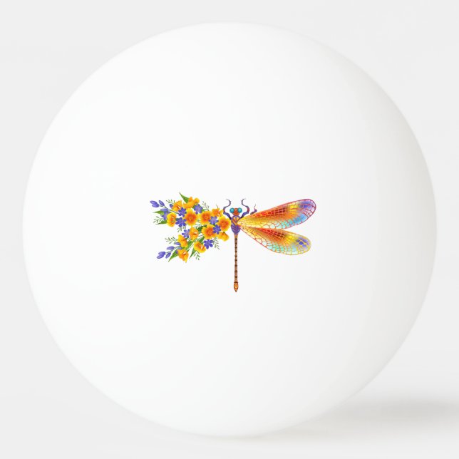 Gult Flower Dragonfly Pingisboll (Framsidan)