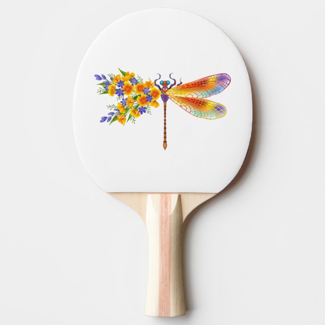 Gult Flower Dragonfly Pingisracket (Framsidan)