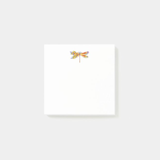 Gult Flower Dragonfly Post-it Block (Framsida)