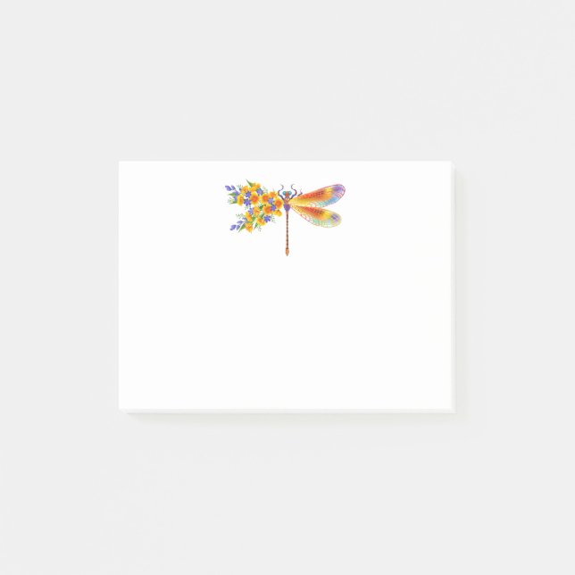 Gult Flower Dragonfly Post-it Block (Framsida)