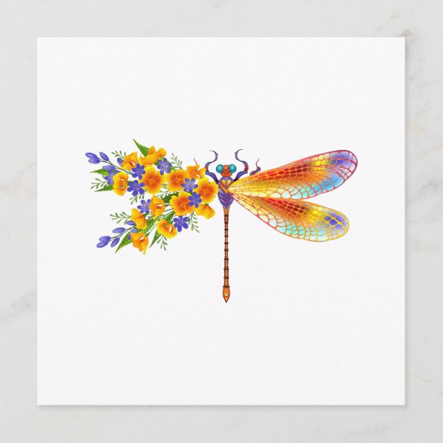 Gult Flower Dragonfly Rådkort (Framsida)