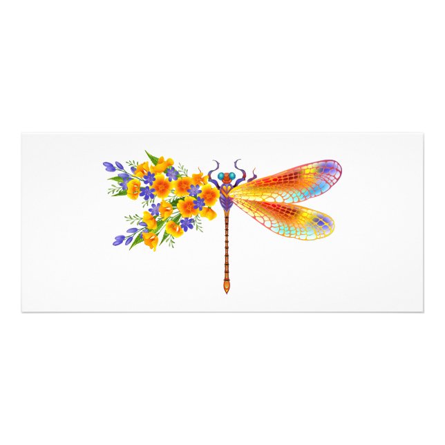 Gult Flower Dragonfly Reklamkort (Framsidan)