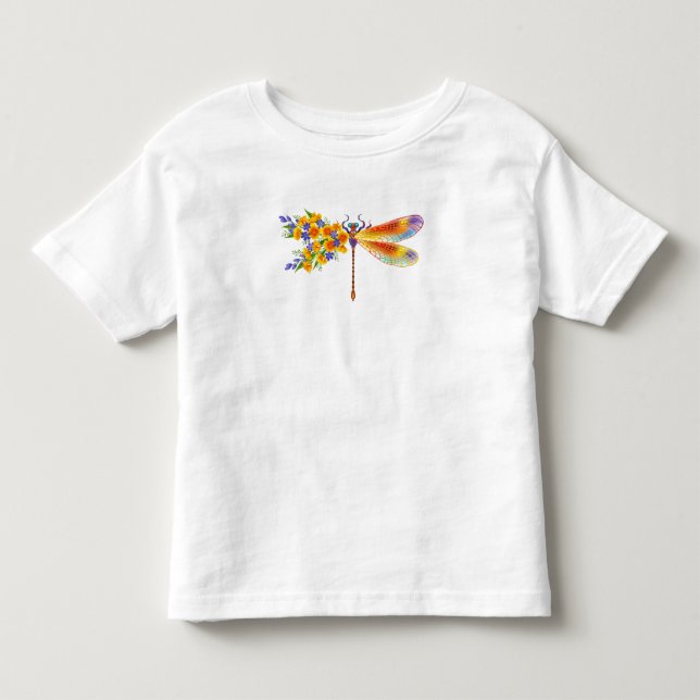Gult Flower Dragonfly T Shirt (Framsida)