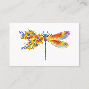 Gult Flower Dragonfly Visitkort