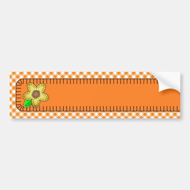 Gult Flower Gingham Background Bumper Sticker Bildekal (Framsidan)