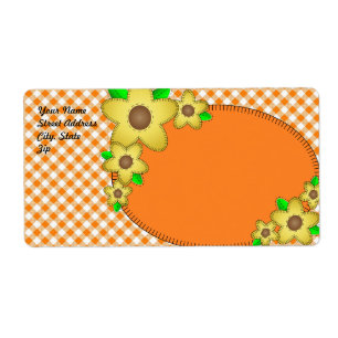 Gult Flower Gingham Background Shipping Label Fraktsedel