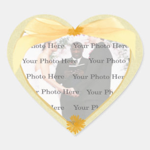 Gult Flower Heart Photo Stickers Hjärtformat Klistermärke