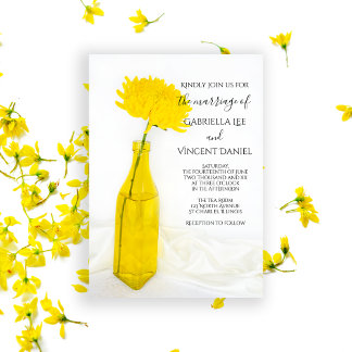 Gult Flower i Vas Bröllop Inbjudningar