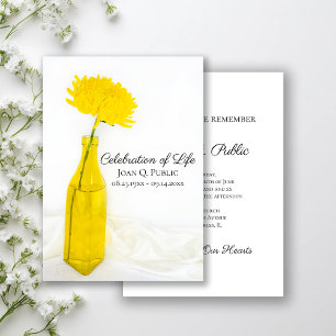 Gult Flower i Vas Firande i Life Memorial Inbjudningar