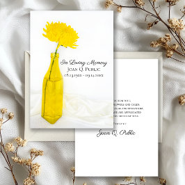 Gult Flower in Vas Funeral Memorial Sympathy Tack Kort