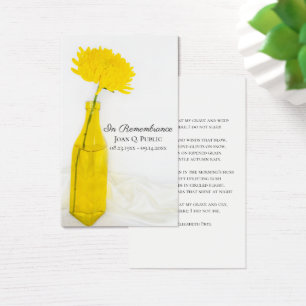 Gult Flower in Vas Funeral Service Prayer Card Visitkort