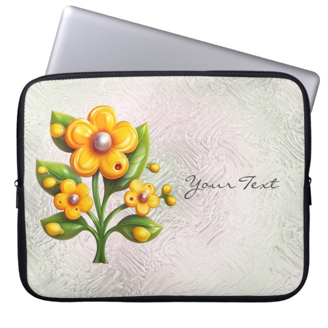 Gult Flower Laptop sleeve (Framsidan)