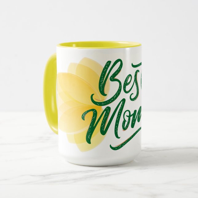 Gult Flower Mor's Day Coffee Kopp (Framsida vänster)