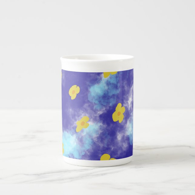 Gult Flower Mugg Benporslin Mugg (Framsidan)