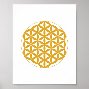 Gult Flower of Life Helig Geometry Poster