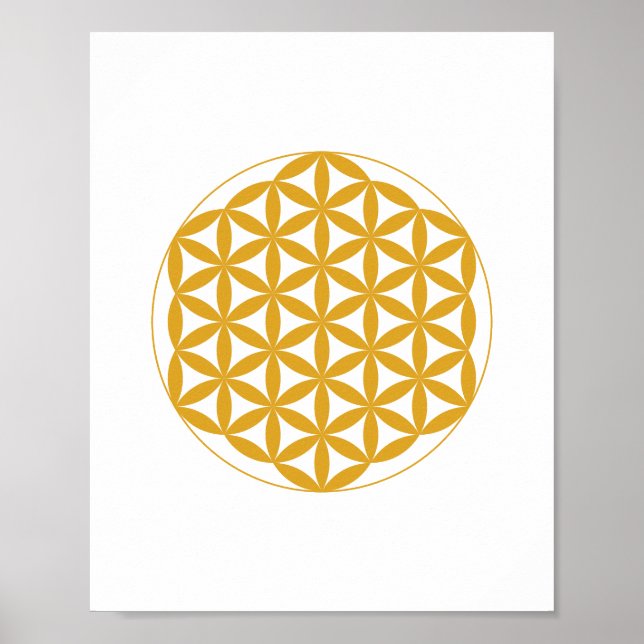 Gult Flower of Life Helig Geometry Poster (Framsidan)